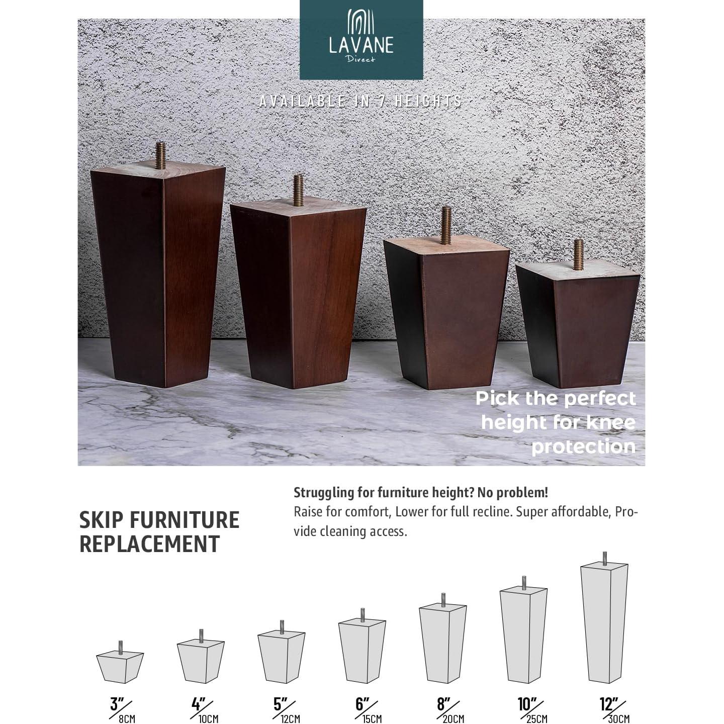 Patas de Madera Sólida La Vane 10cm Set de 4 para Muebles