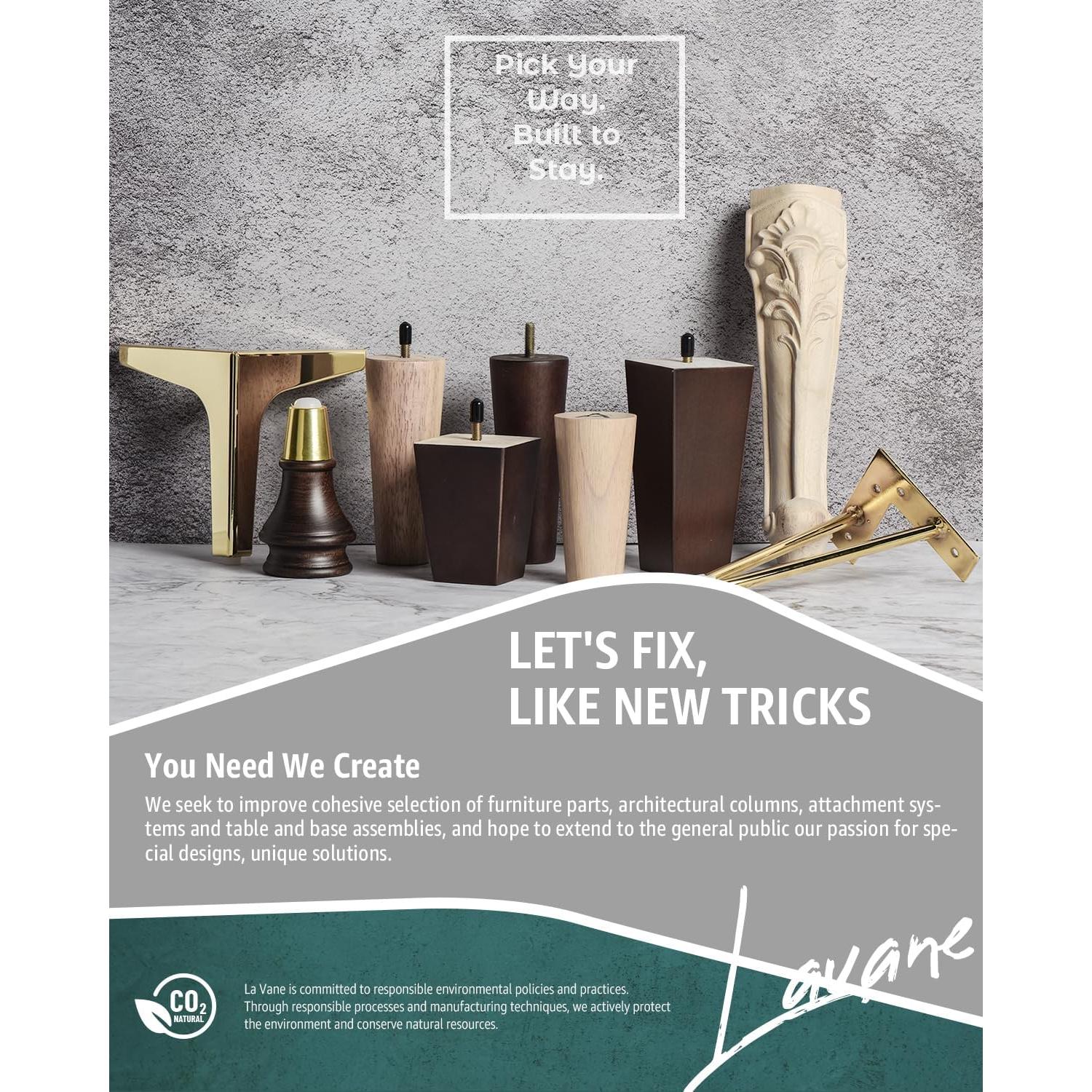 Patas de Madera Sólida La Vane 10cm Set de 4 para Muebles