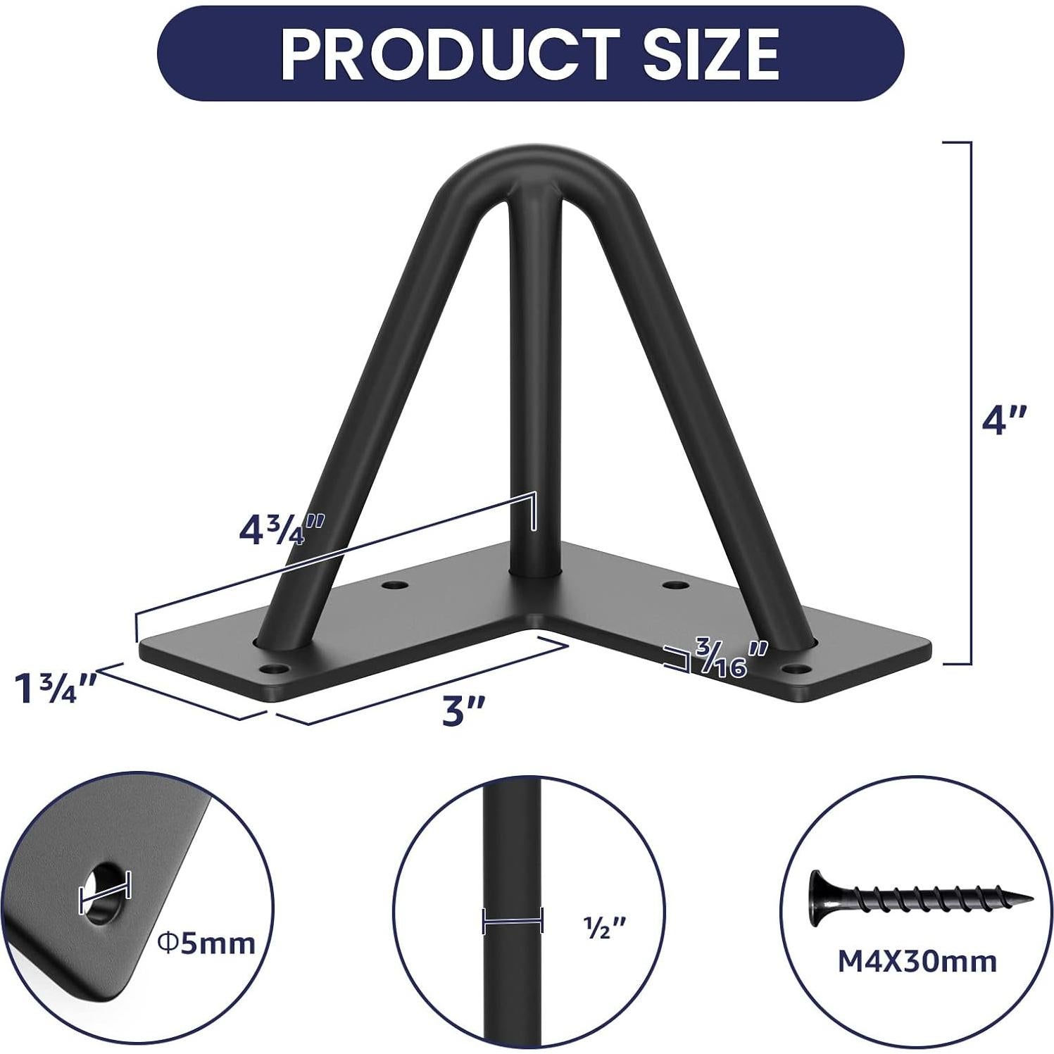 Patas de Mesa SMARTSTANDARD 10 cm Horquilla Acero Negro 4 Piezas
