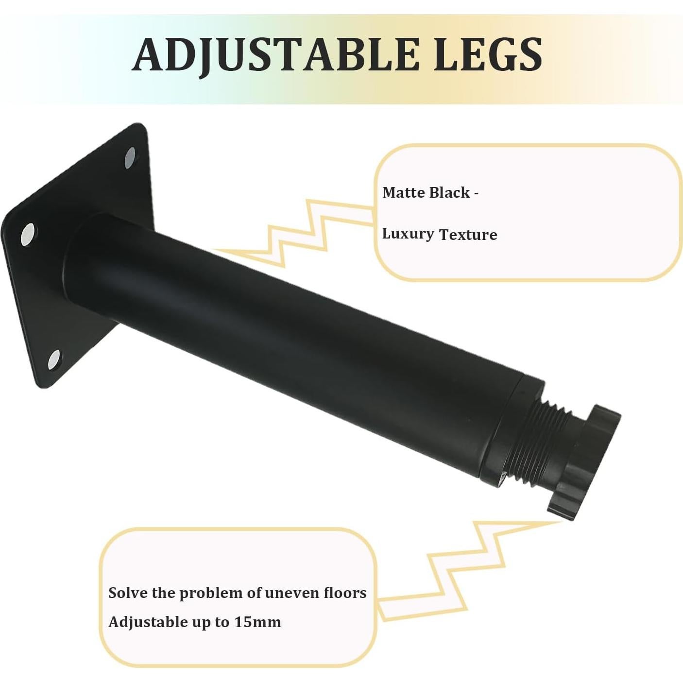 Juego de 4 patas de muebles M MIMHOOY 10cm metal negro