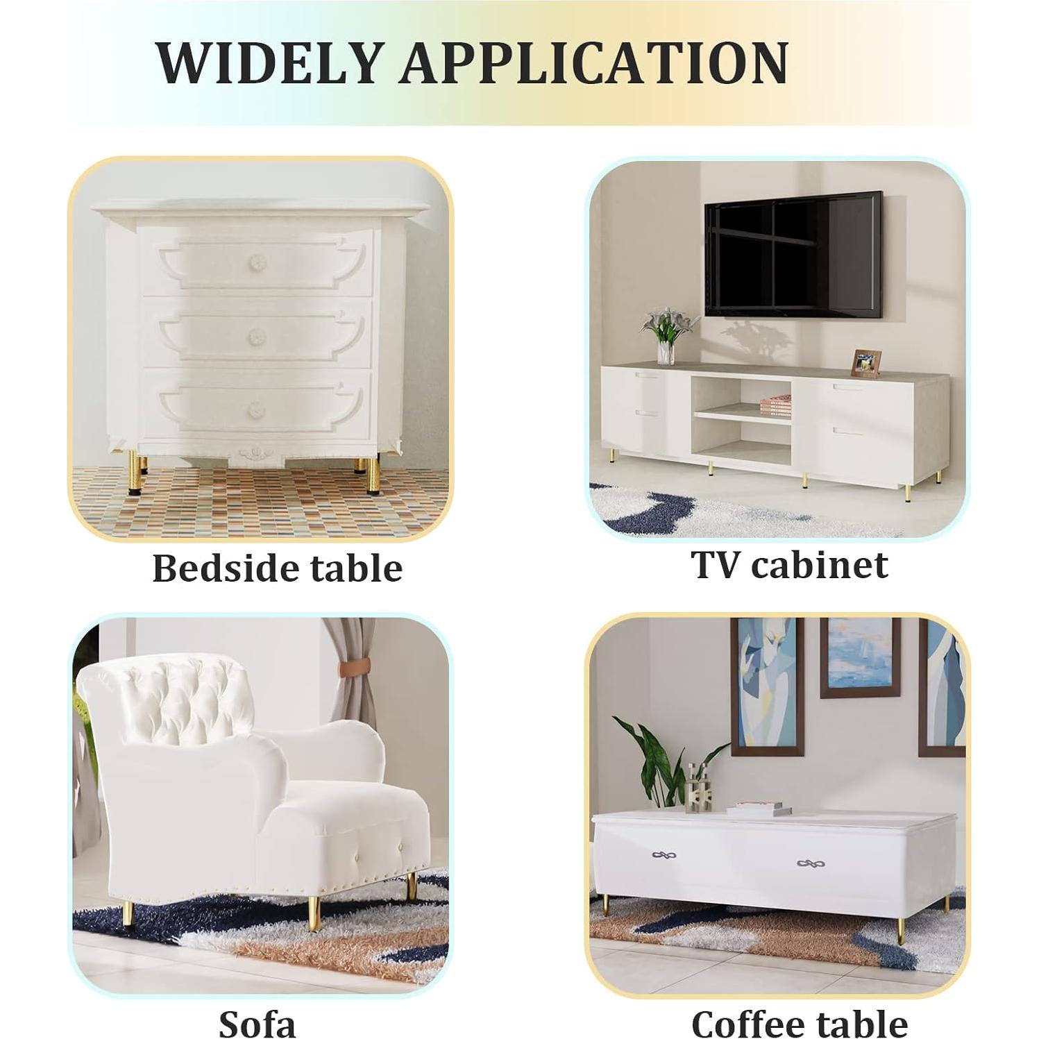 Juego de 4 patas de muebles M MIMHOOY 10cm metal negro