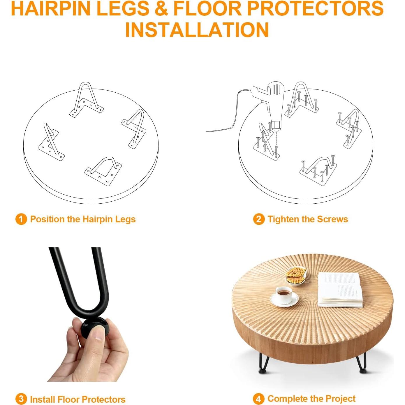 Juego de 4 patas de cabello Ironalita 10 cm metal negro