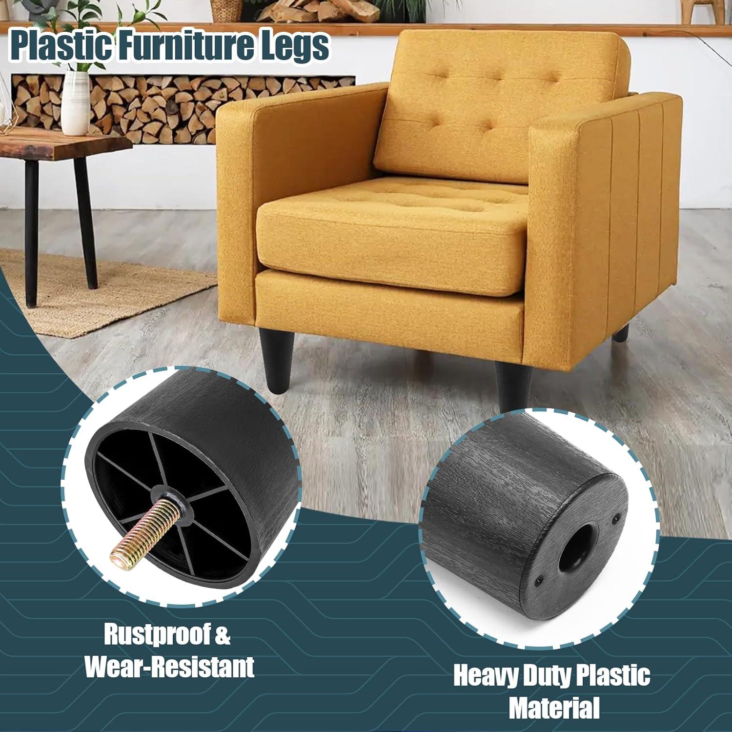 Piernas de Muebles Luomorgo 4 Pcs 100mm Plástico Negro