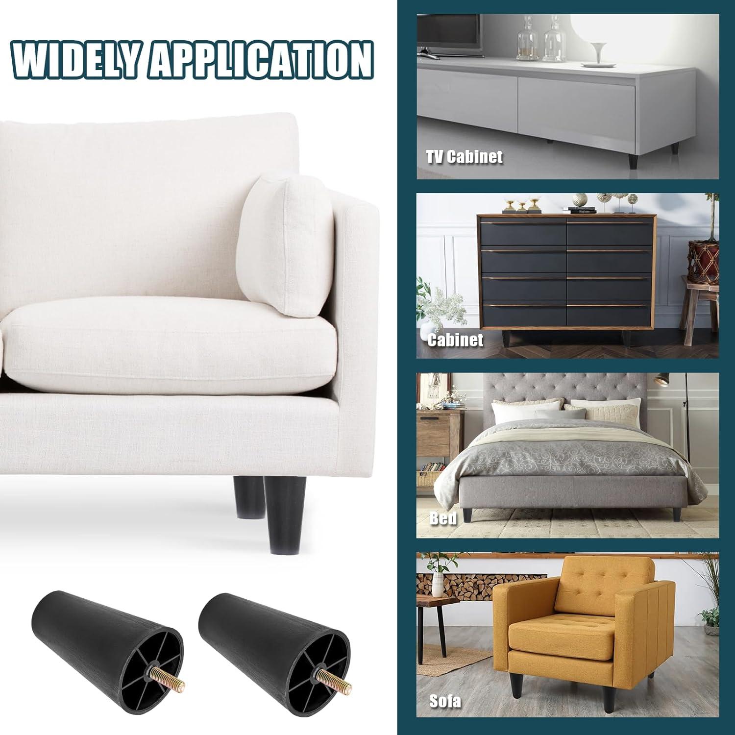 Piernas de Muebles Luomorgo 4 Pcs 100mm Plástico Negro