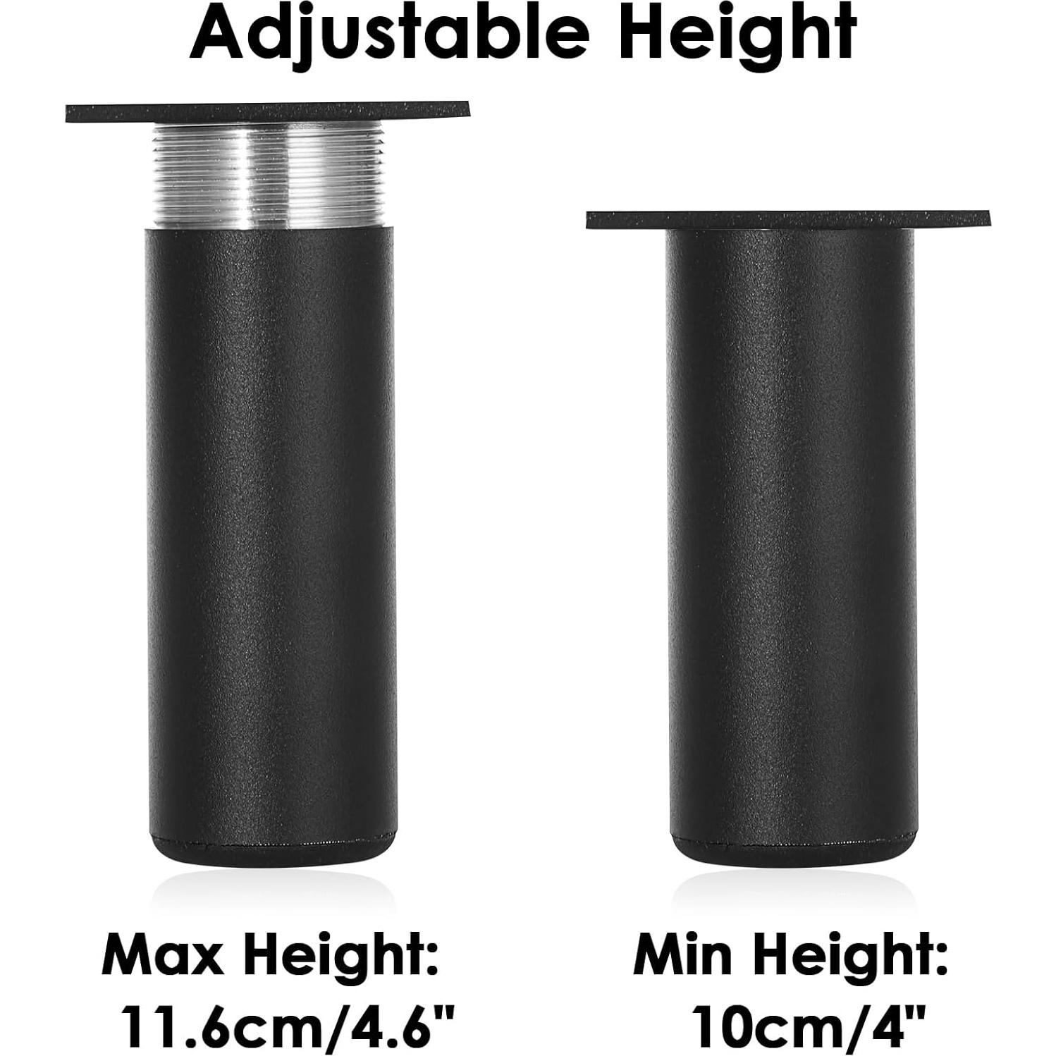 Patas de Mueble Ajustables Sumnacon 4 Pcs 10cm Aluminio Negro