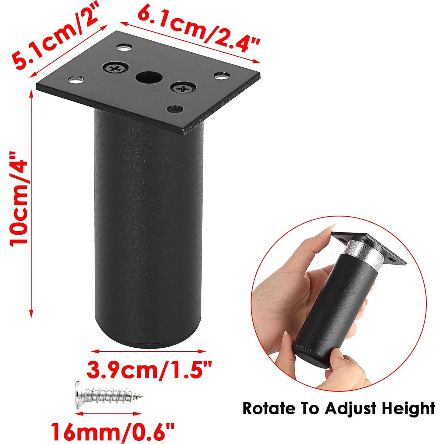 Patas de Mueble Ajustables Sumnacon 4 Pcs 10cm Aluminio Negro