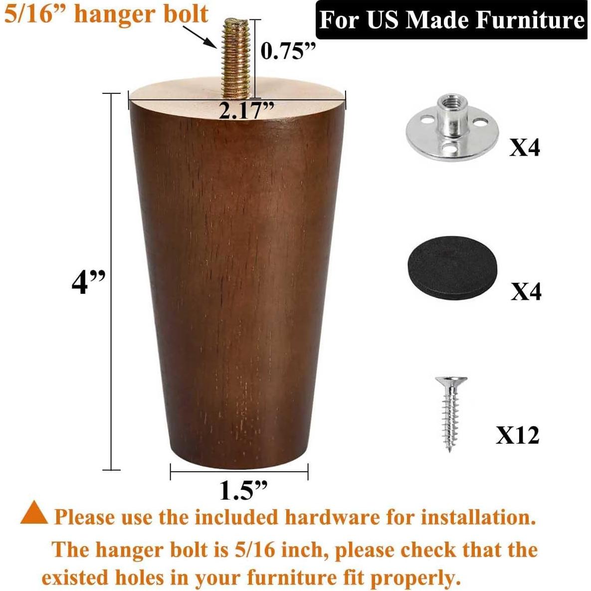 Patas de Madera AORYVIC 10 cm Color Marrón - Paquete de 4