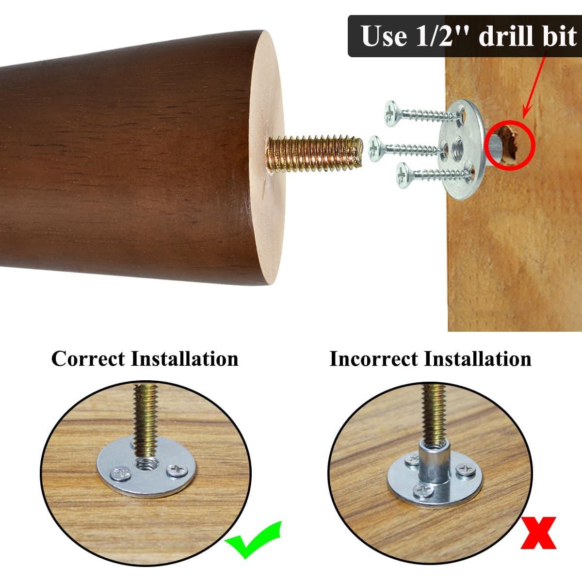 Patas de Madera AORYVIC 10 cm Color Marrón - Paquete de 4