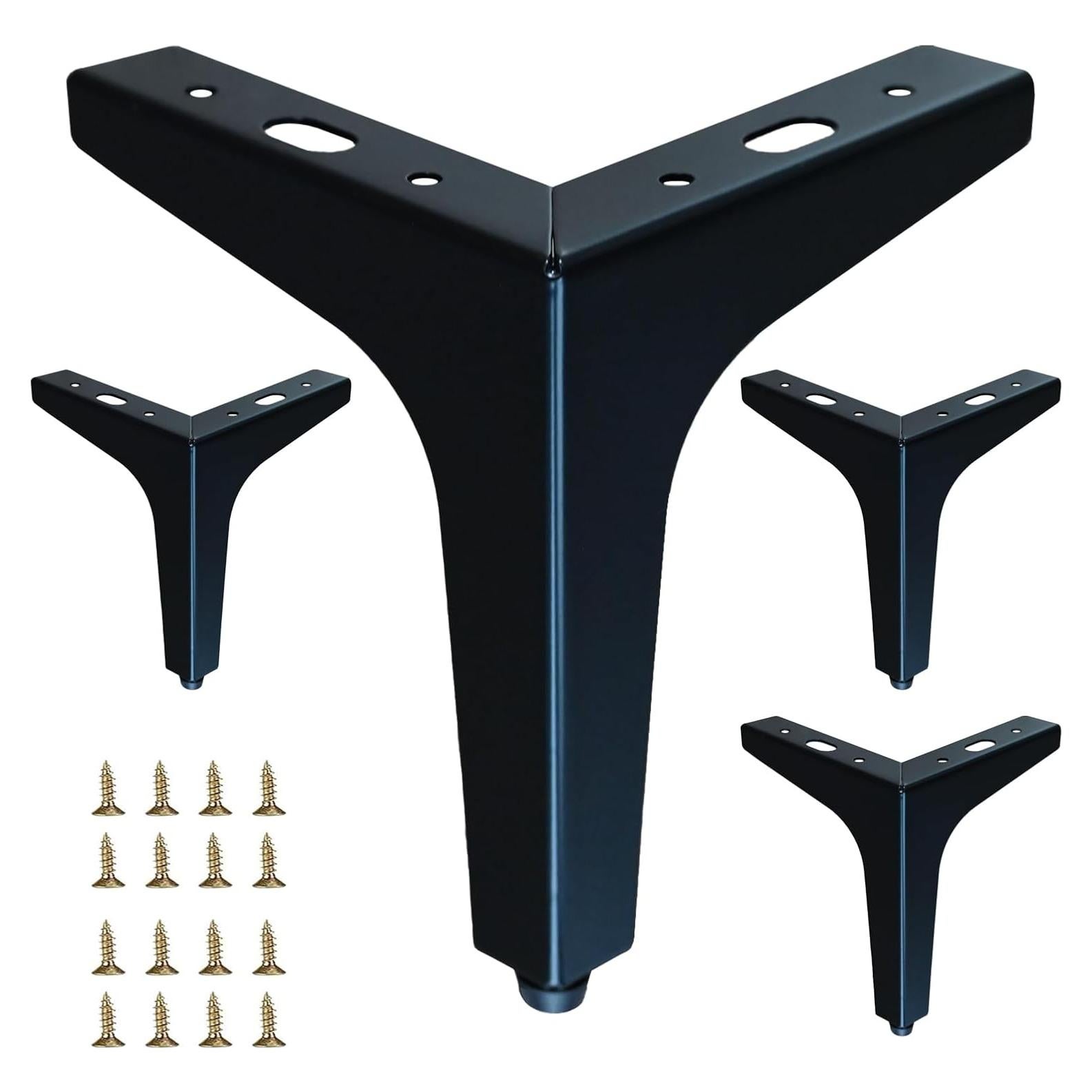 Juego de 4 Patas de Mueble Smaxcn 10 cm Metal Negro Mate