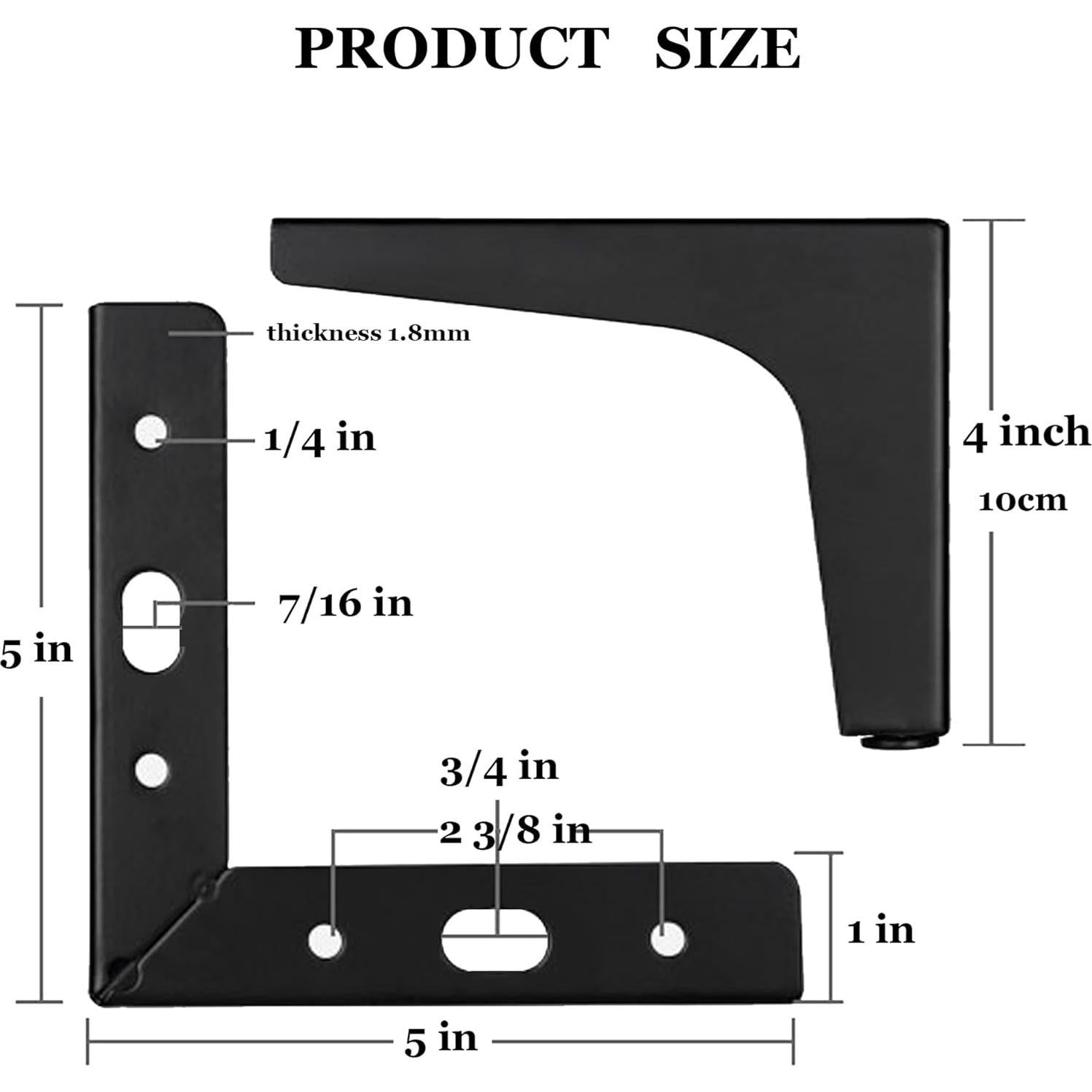 Juego de 4 Patas de Mueble Smaxcn 10 cm Metal Negro Mate