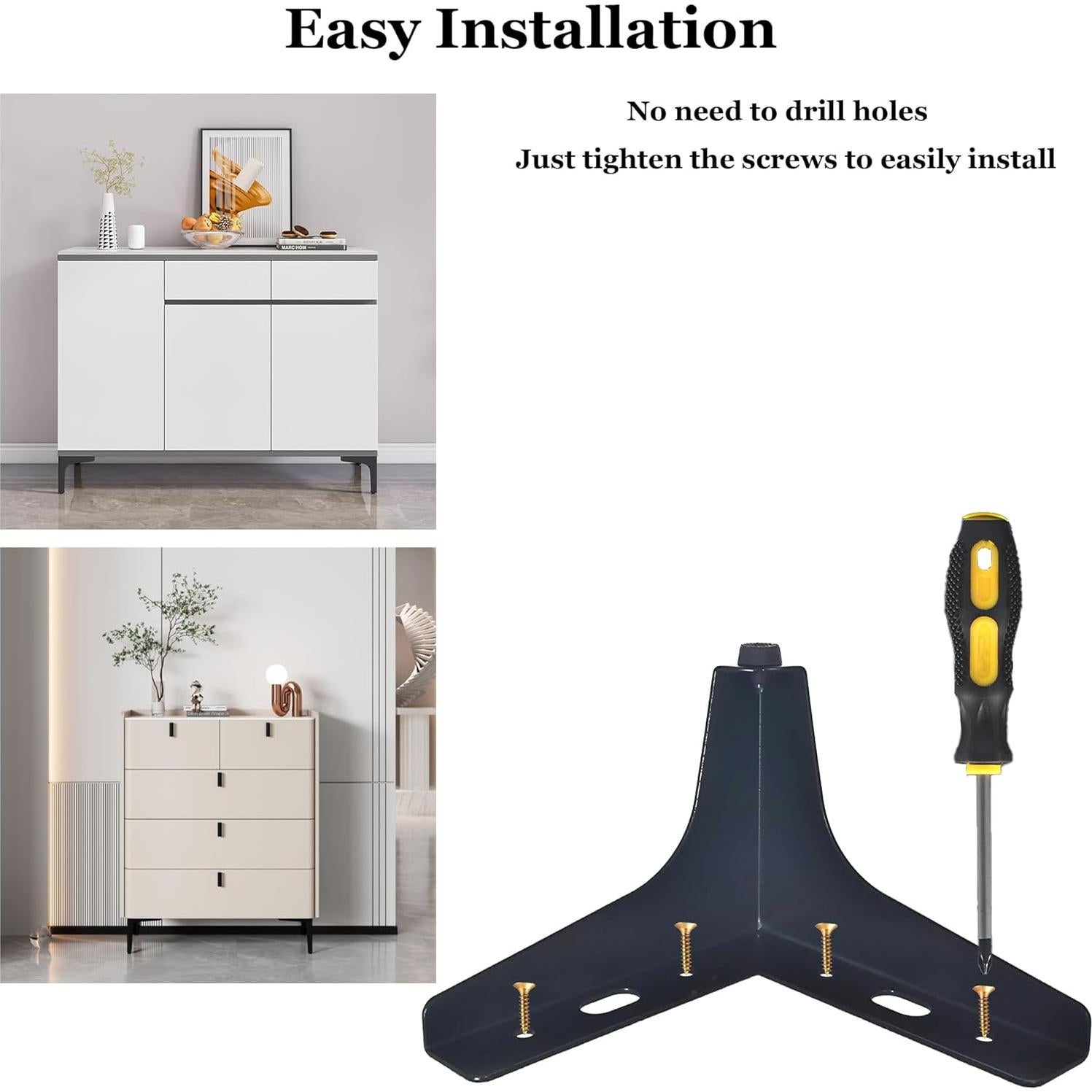 Juego de 4 Patas de Mueble Smaxcn 10 cm Metal Negro Mate