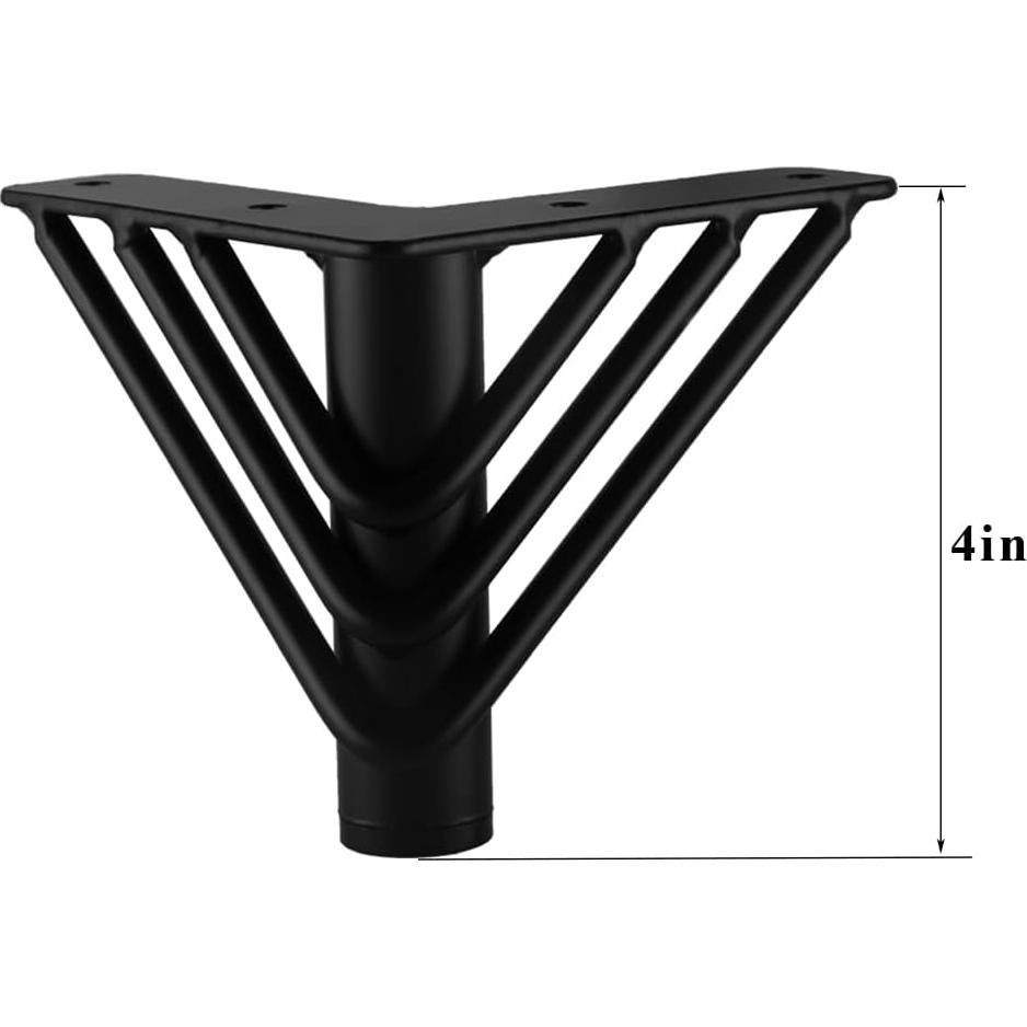 Piernas de Mueble Osring 10 cm Metal Negro Triangular 4 Pcs