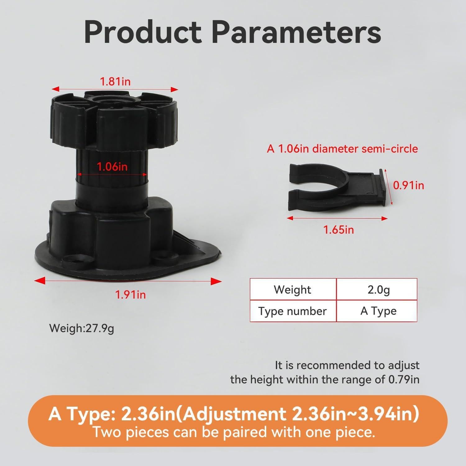 Elevadores de Muebles NEZART 4 Piezas Ajustables 10.2 cm