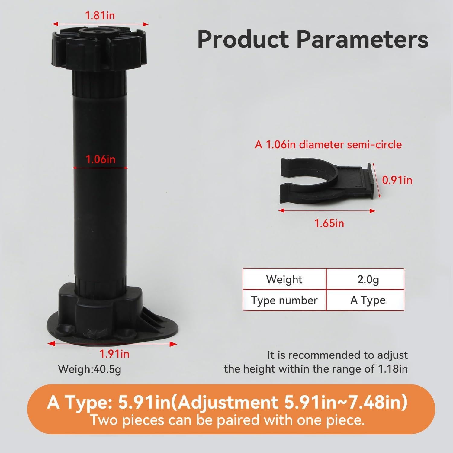 Elevadores de Muebles NEZART 4 Piezas Ajustables 10.2 cm