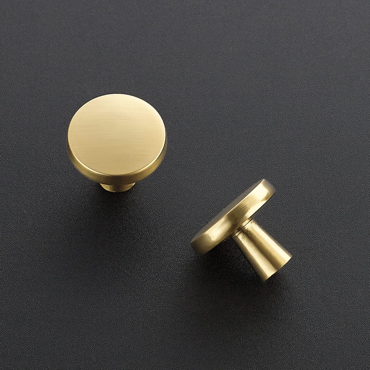 Ravinte 30 Pack Solid Knobs Kitchen Cabinet Round Pulls Dresser Handles Gold Cupboard Hardware Brushed Brass Door Drawer Knobs