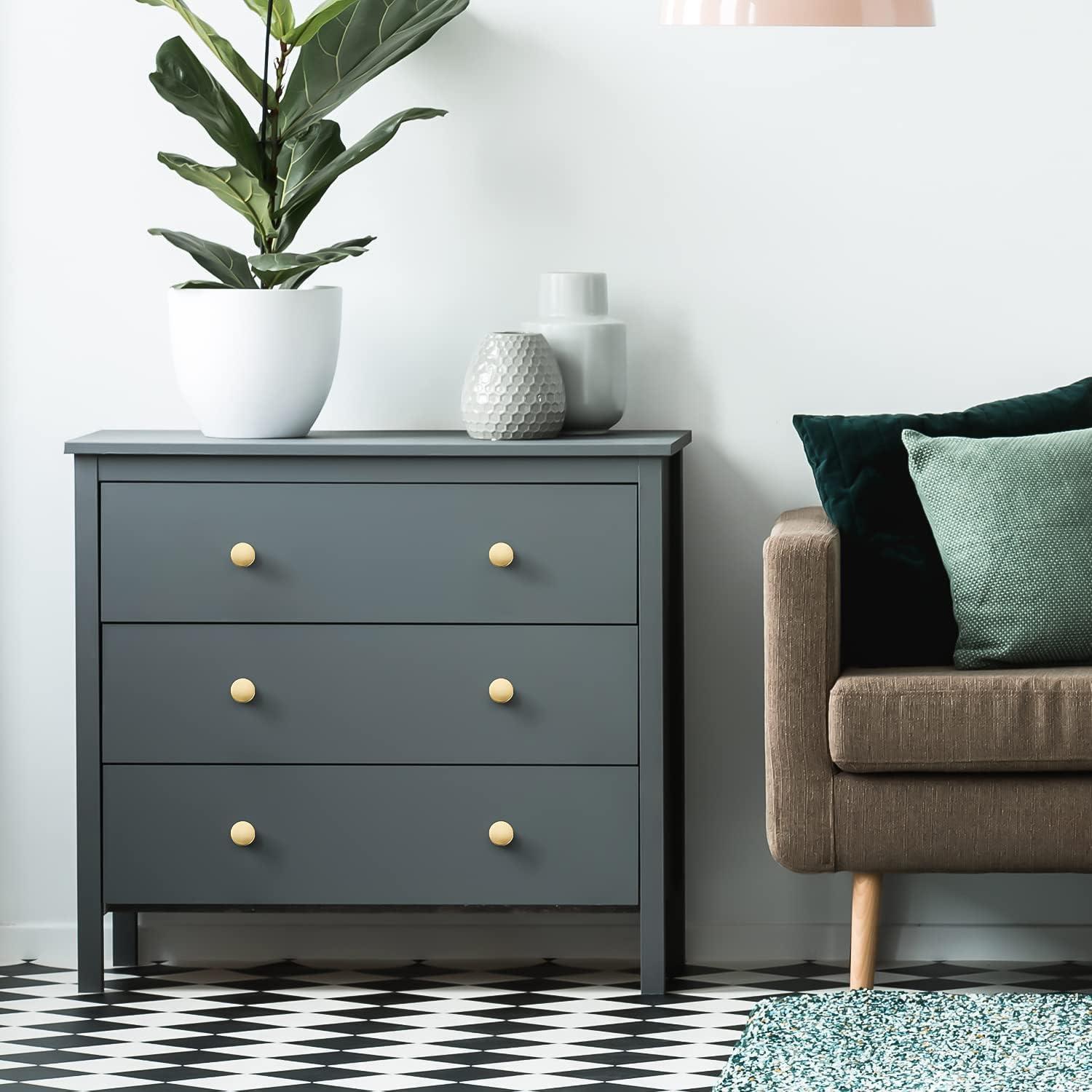 Ravinte 30 Pack Solid Knobs Kitchen Cabinet Round Pulls Dresser Handles Gold Cupboard Hardware Brushed Brass Door Drawer Knobs