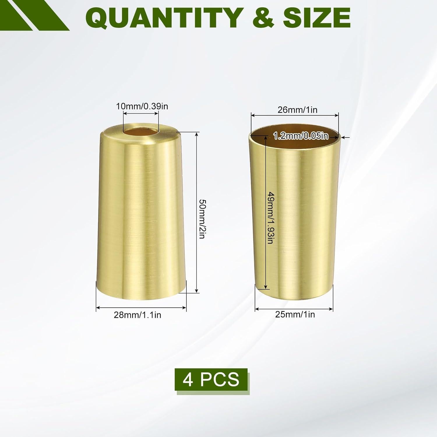 Cubiertas de Pies de Muebles uxcell Metal Dorado 4 Pcs 2.54x5.08cm