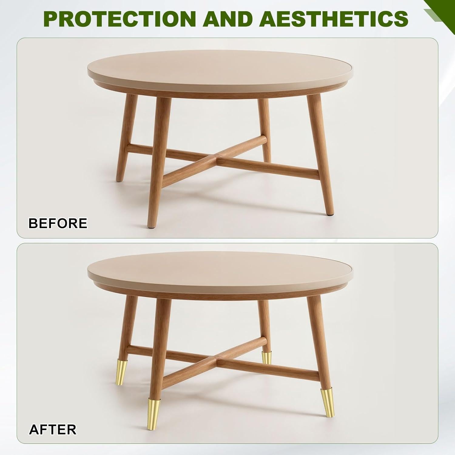 Cubiertas de Pies de Muebles uxcell Metal Dorado 4 Pcs 2.54x5.08cm