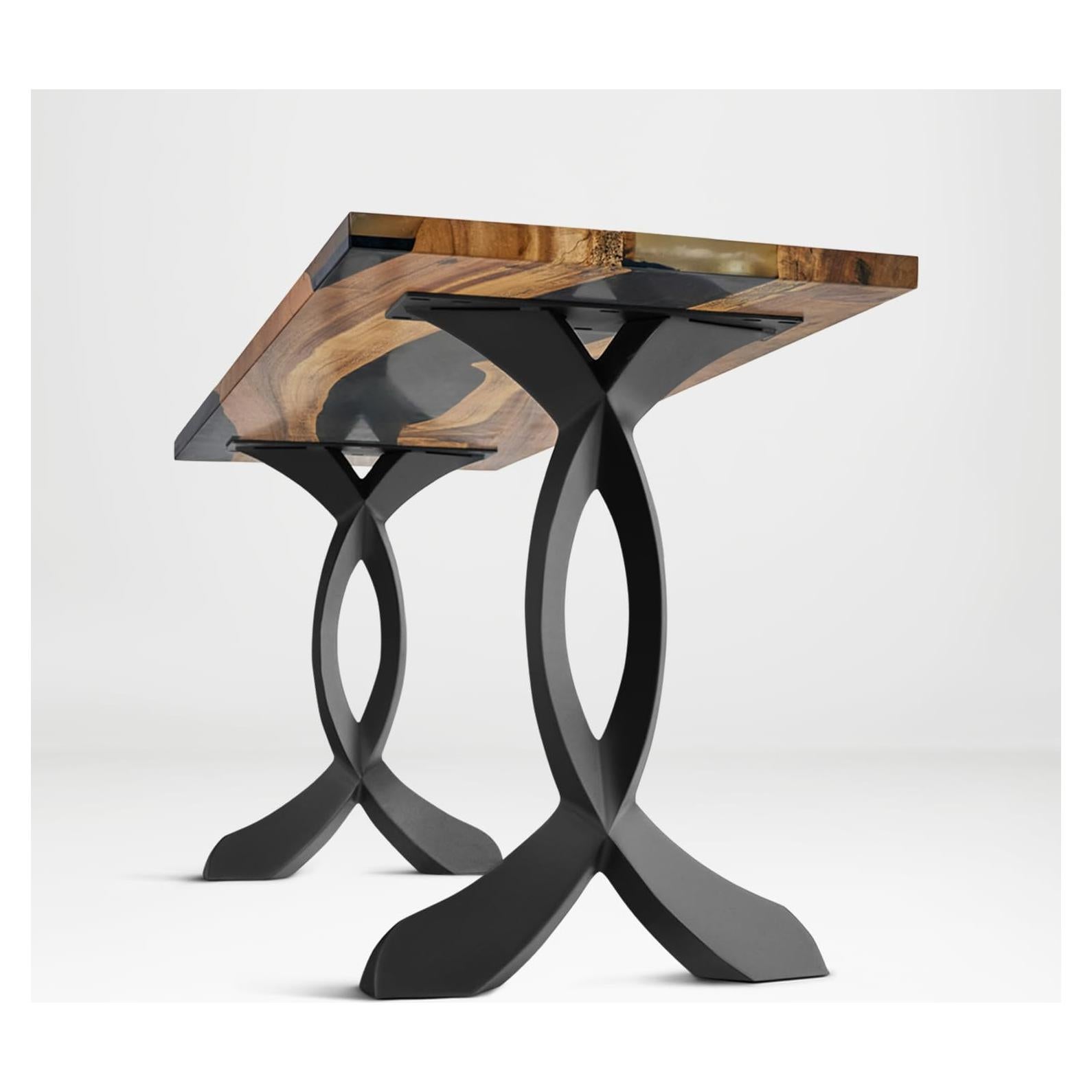 Patas de Mesa Curva Flowyline de Metal Negro 71.1 cm Ajustables