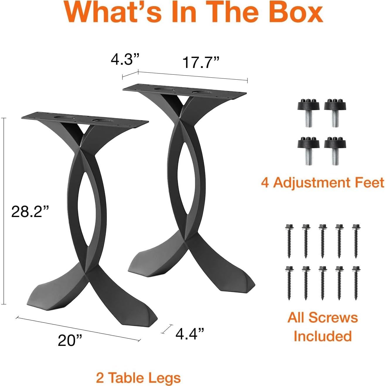 Patas de Mesa Curva Flowyline de Metal Negro 71.1 cm Ajustables