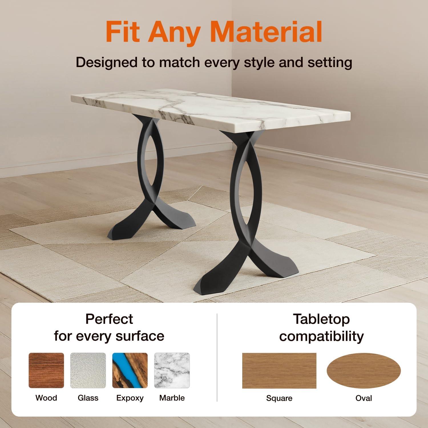 Patas de Mesa Curva Flowyline de Metal Negro 71.1 cm Ajustables