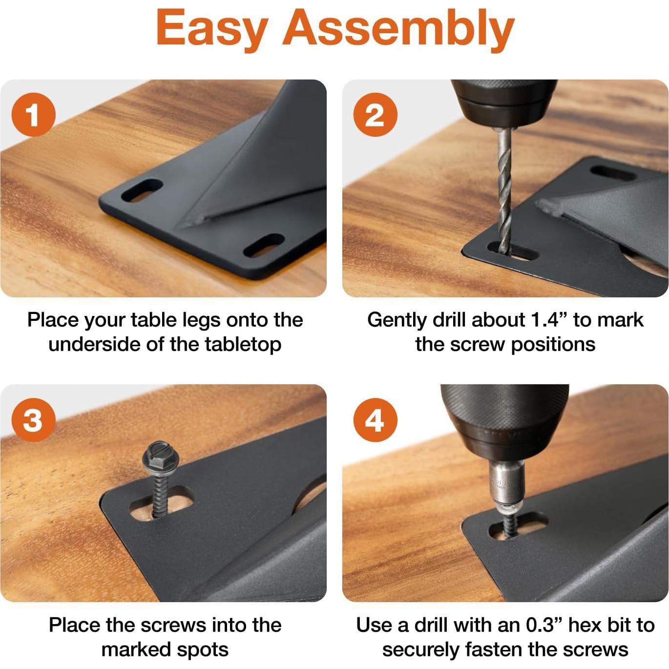 Patas de Mesa Curva Flowyline de Metal Negro 71.1 cm Ajustables