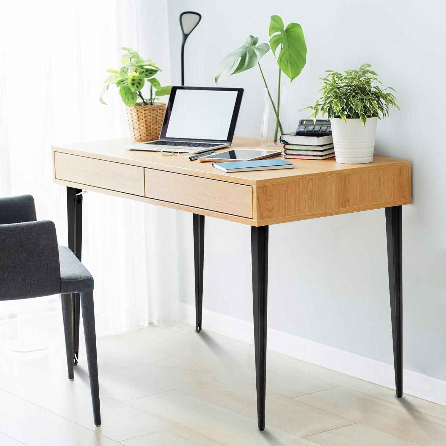 Patas de Mesa Modernas XUUHOOG 71.12 cm Metal Negro Mate (Juego de 4)