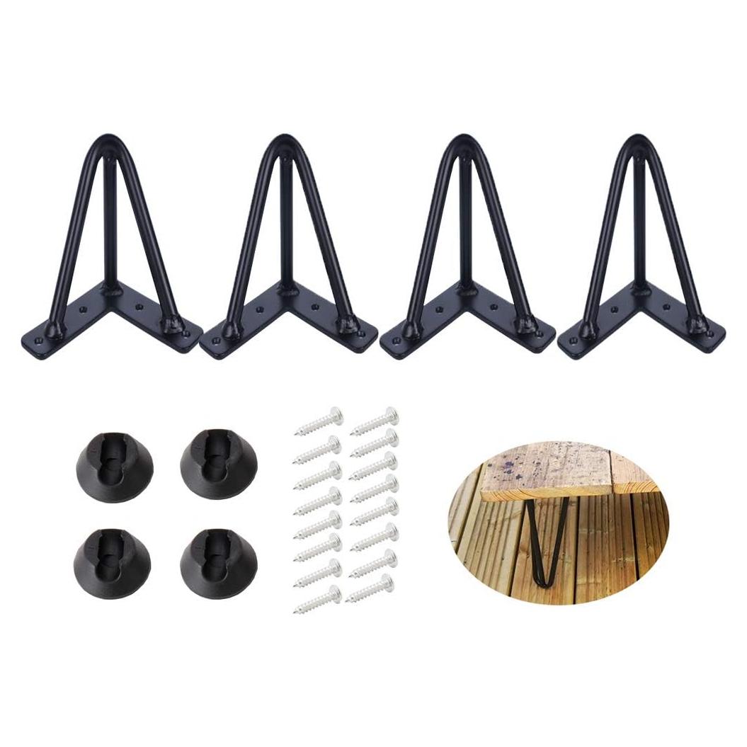 Piernas de Mesa Hairpin ALXEH 10 cm Negro Juego de 4