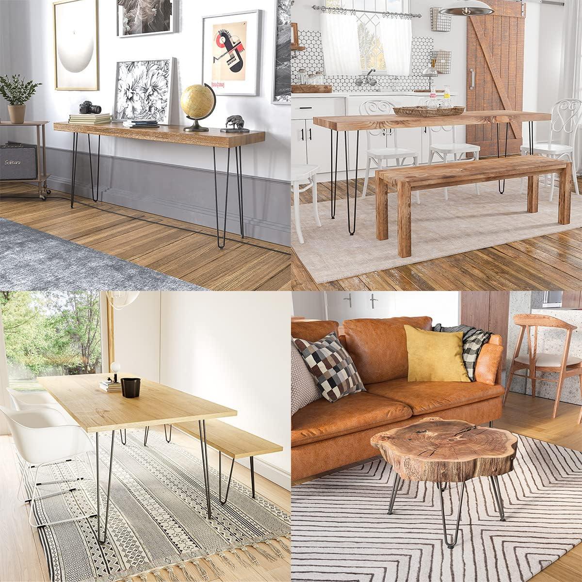 Patas de Mesa de Hierro Genius 30 cm, Acero Sólido, 4 Piezas