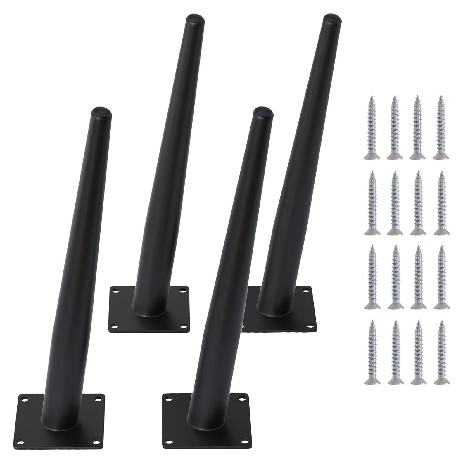 4 Piezas Piernas Tapered Negras Mate IURRDOP 30.48 cm