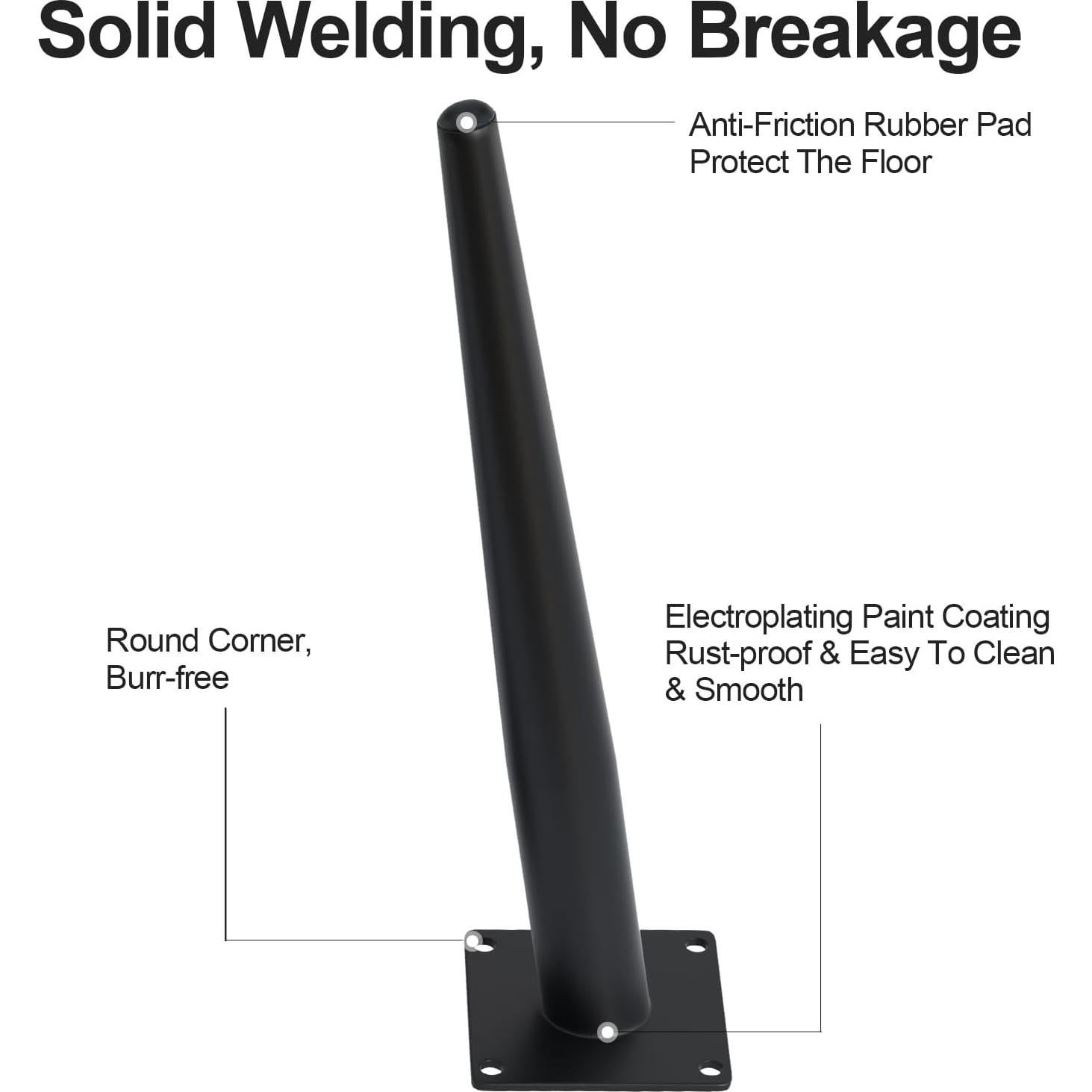 4 Piezas Piernas Tapered Negras Mate IURRDOP 30.48 cm