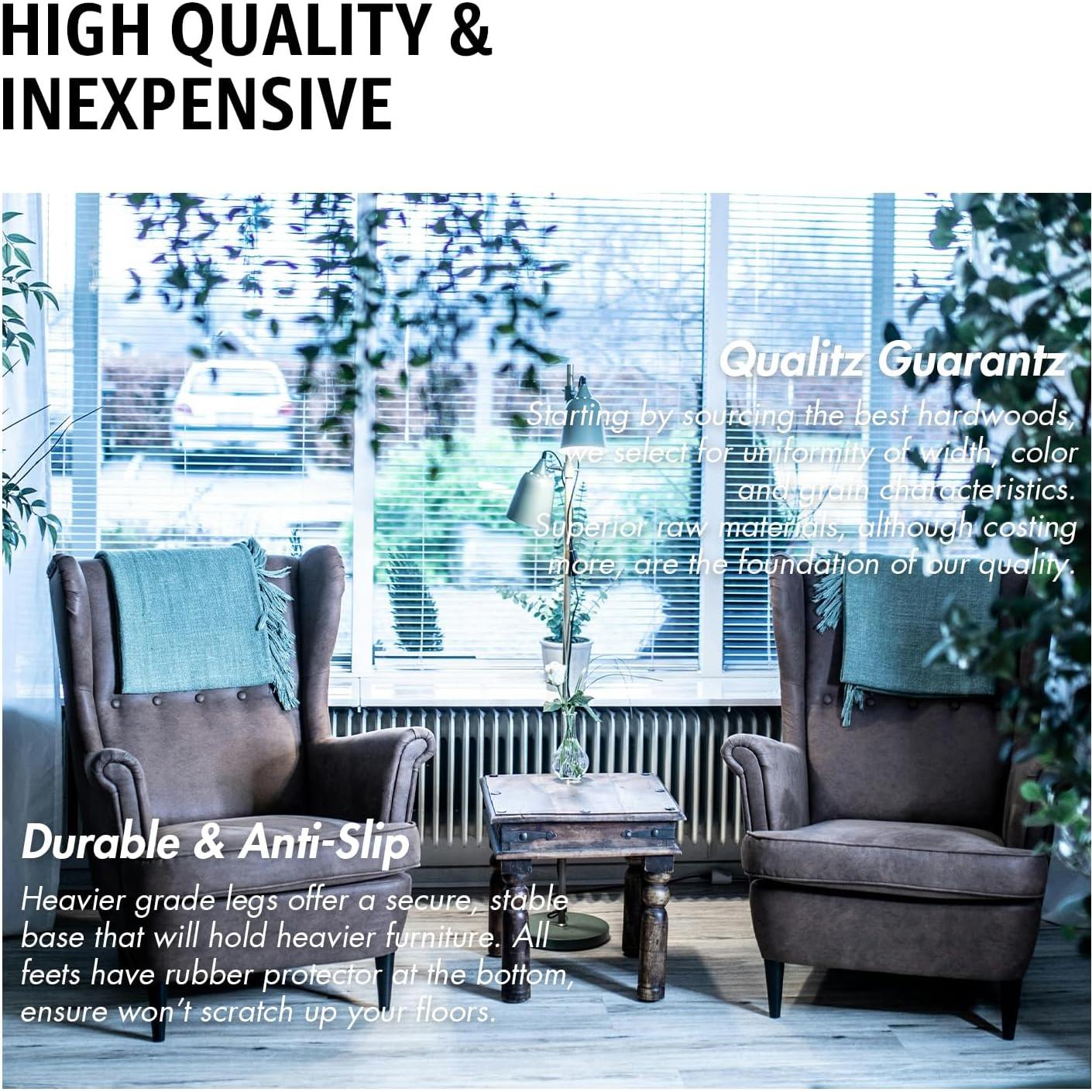 Juego de 4 Patas de Madera Sólida Negras La Vane 10cm