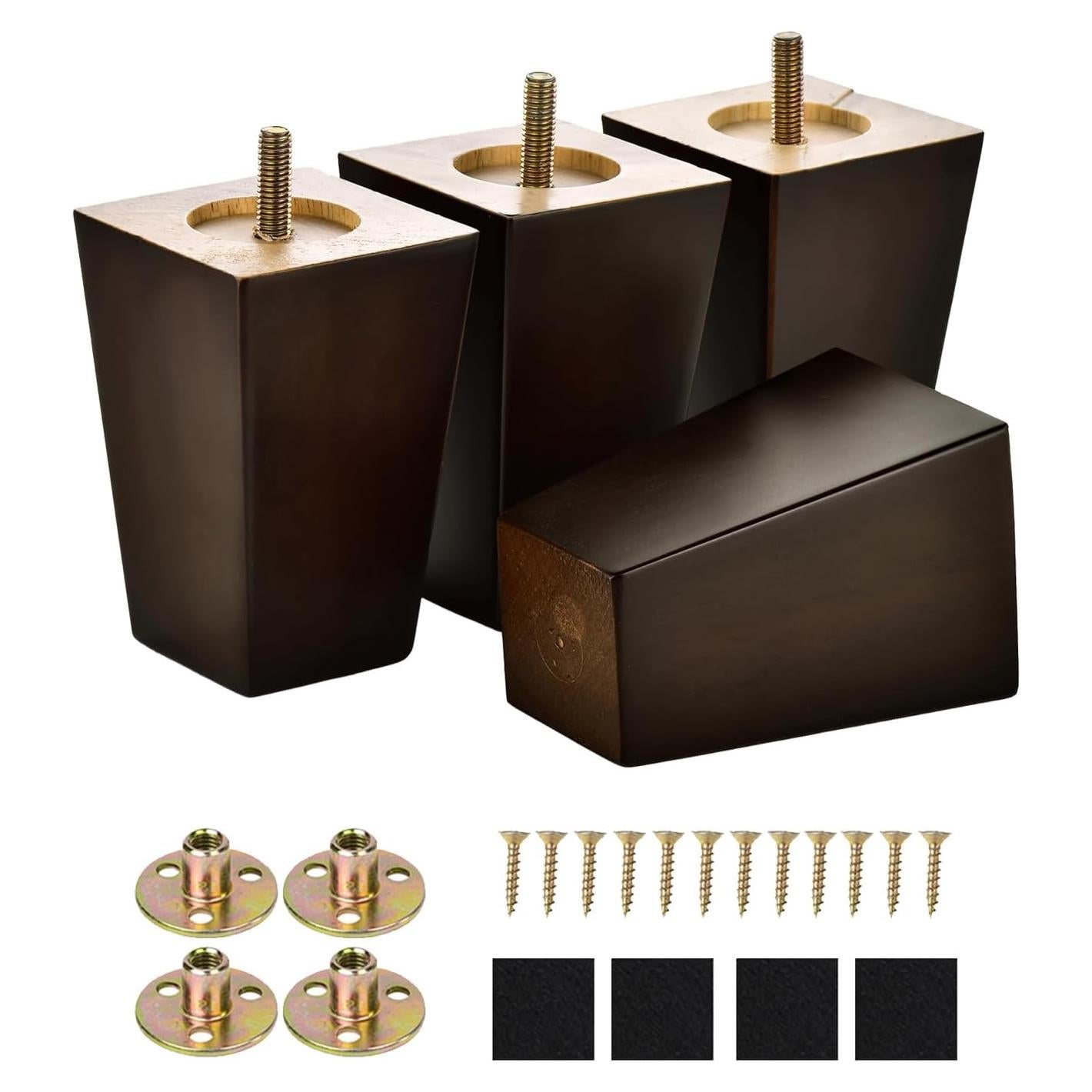 Patas de Muebles de Madera Maricome 10.16 cm Espresso Juego de 4