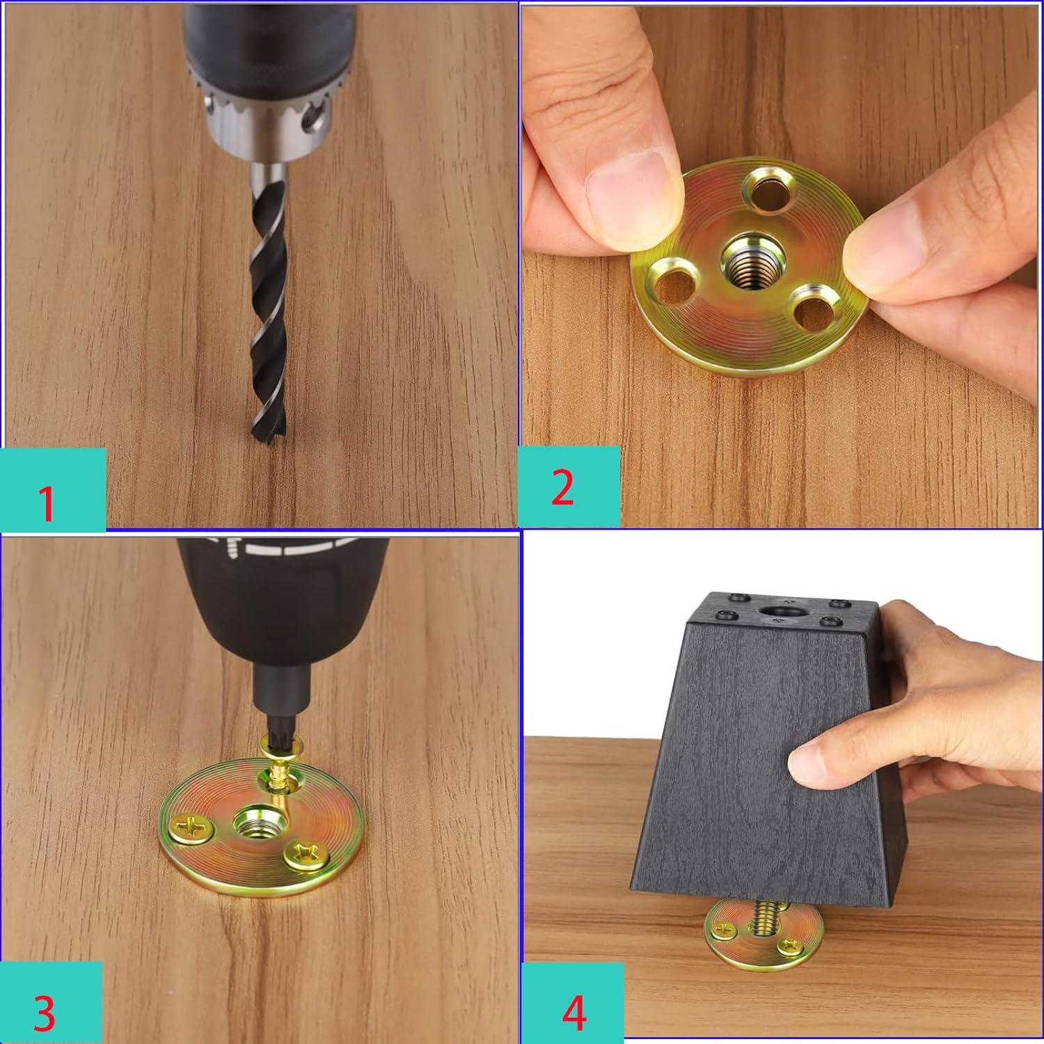 Patas de Muebles Cuadradas Cónicas QuZCarious 10 cm Negras