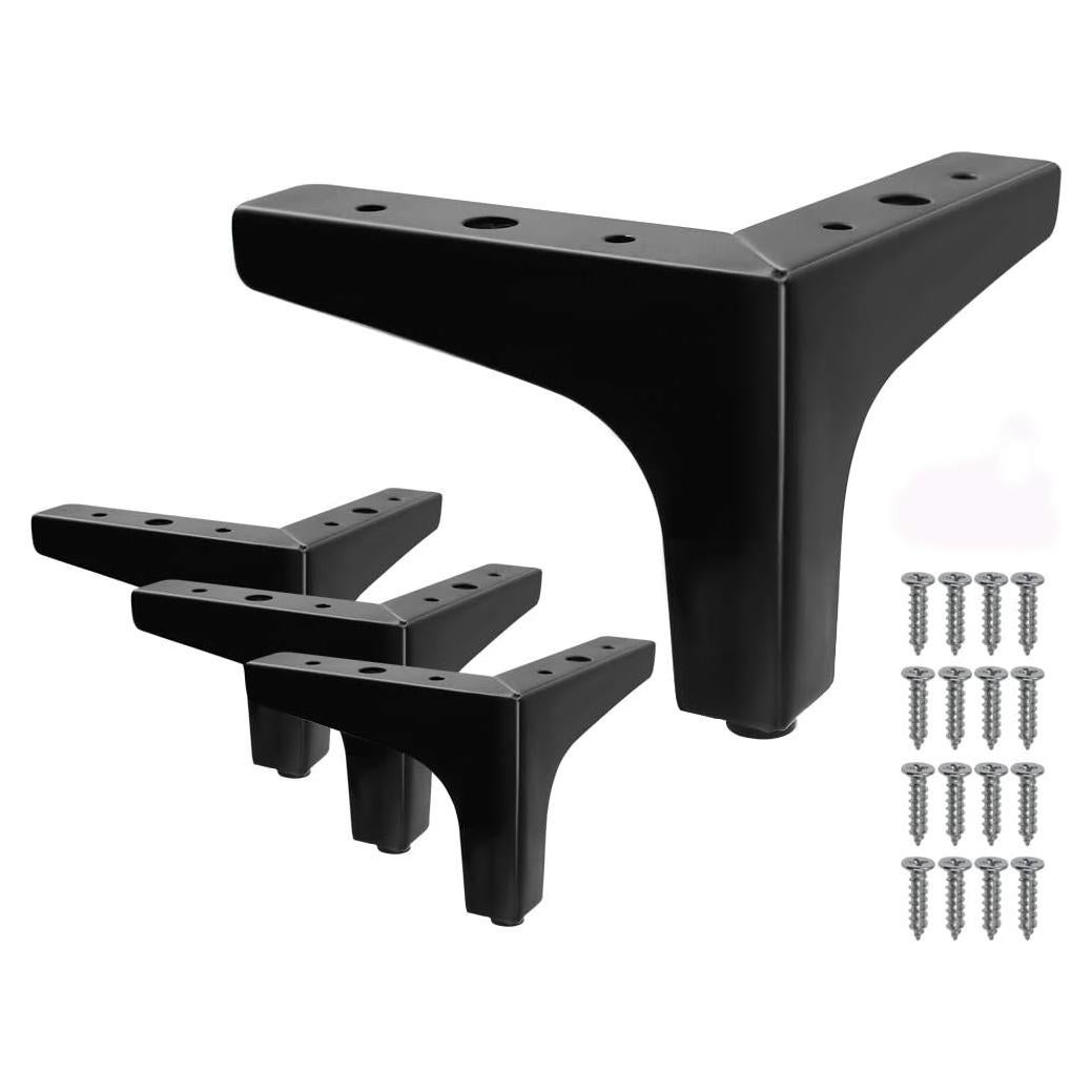 Patas de Muebles Seimneire 10cm Metal Negro Carga Pesada (4 Pcs)