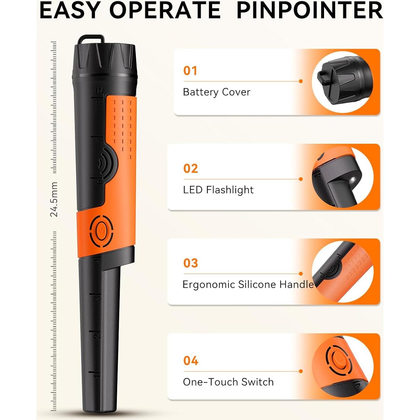 Detector de Metales SUNPOW OTMD12 Pinpointer Impermeable 360°