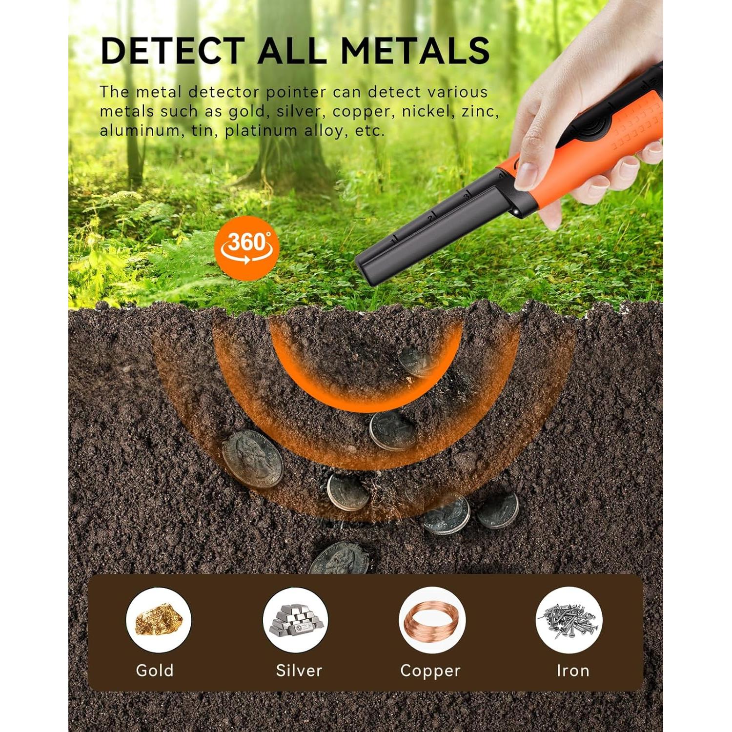 Detector de Metales SUNPOW OTMD12 Pinpointer Impermeable 360°