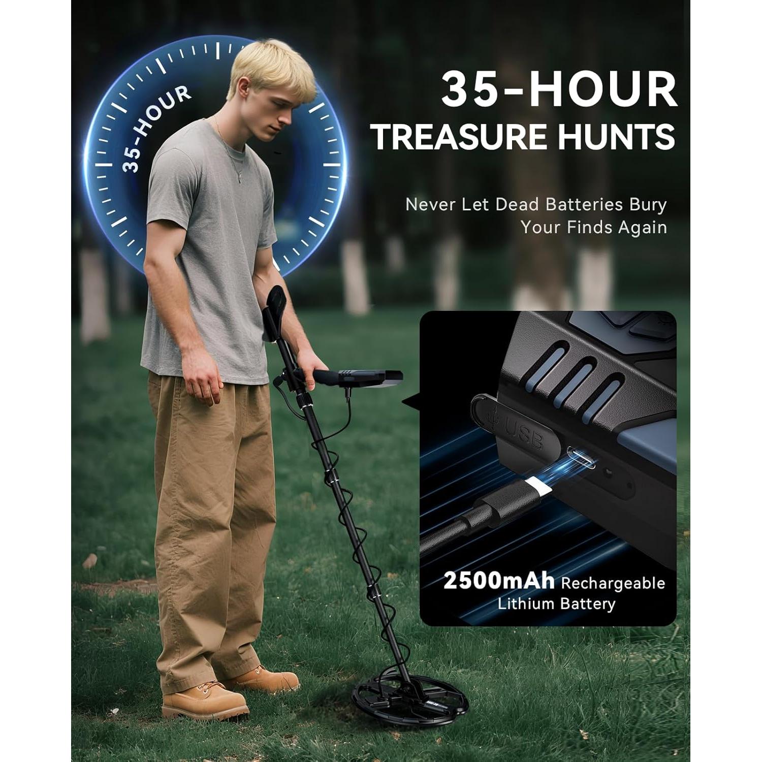 Detector de Metales Recargable SUNPOW OT-MD15 10" Impermeable