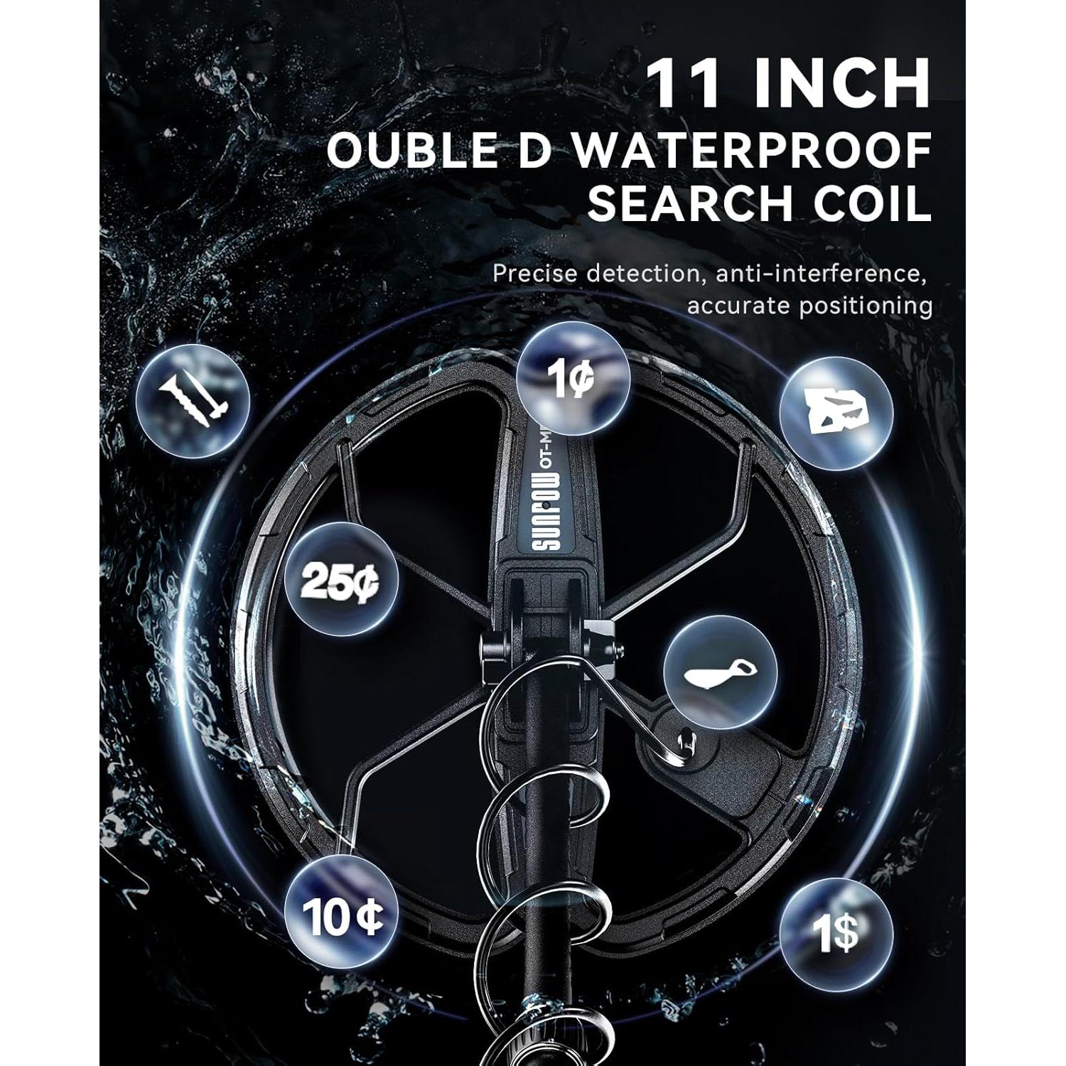 Detector de Metales Recargable SUNPOW OT-MD15 10" Impermeable