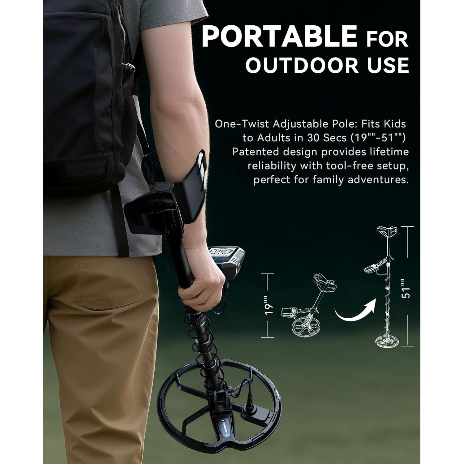 Detector de Metales Recargable SUNPOW OT-MD15 10" Impermeable