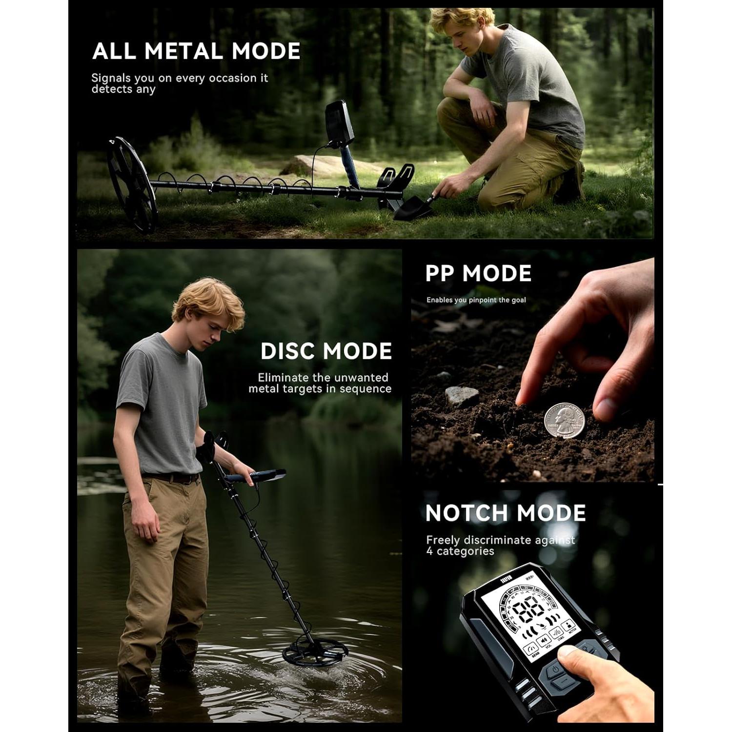 Detector de Metales Recargable SUNPOW OT-MD15 10" Impermeable