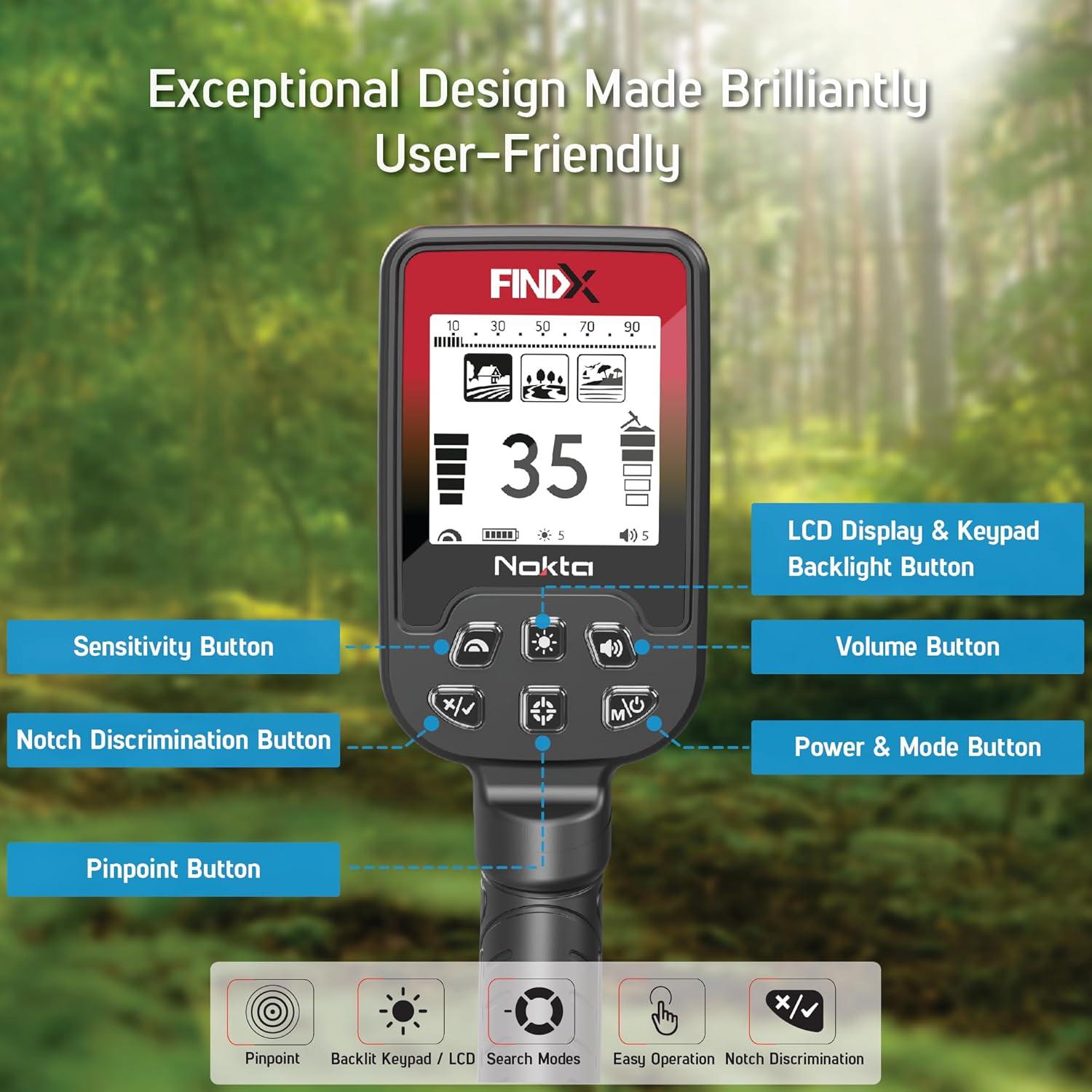 Detector de Metales NOKTA MAKRO FINDX 11" A Prueba de Agua