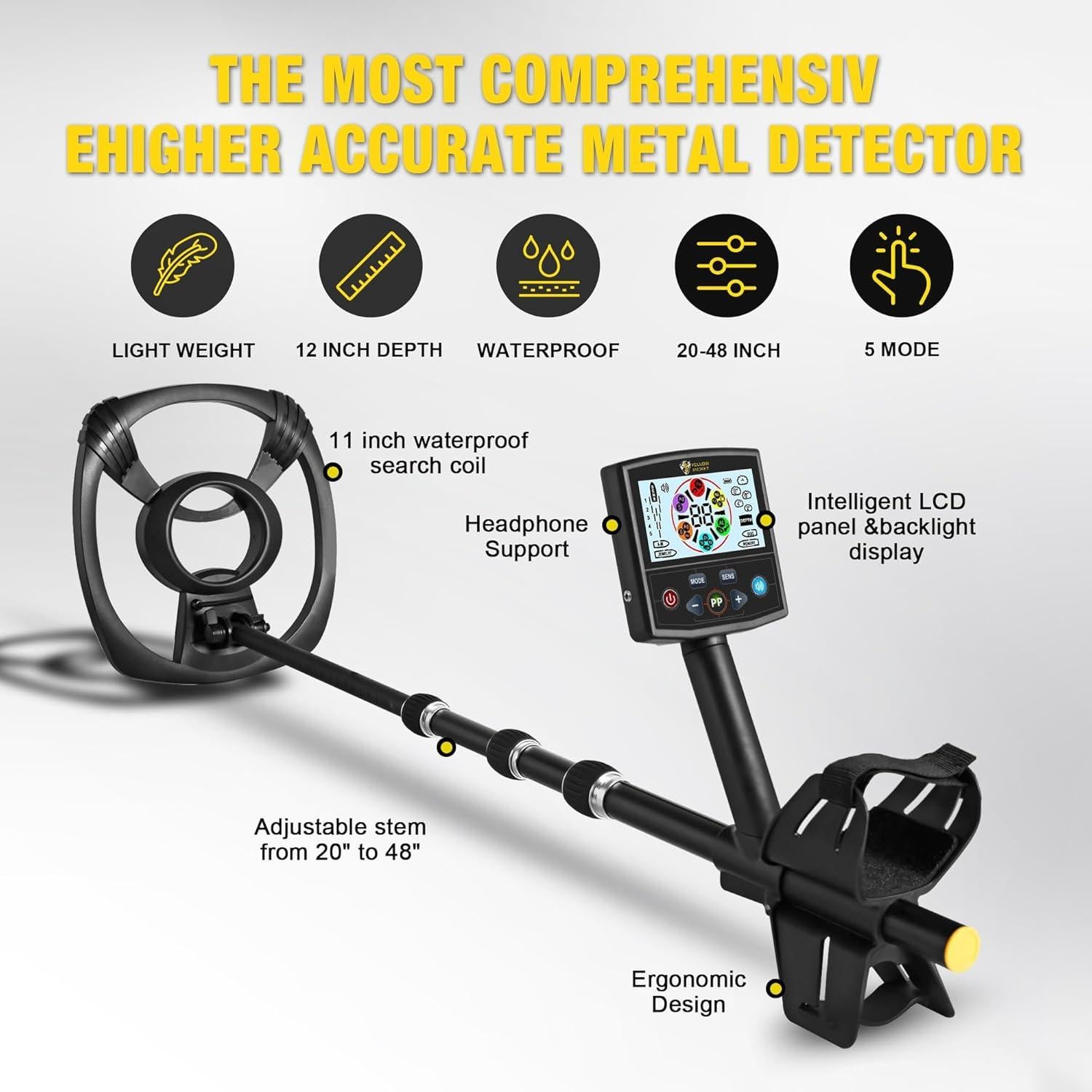 Detector de Metales YELLOW JACKET ASM-55 Ajustable IP65