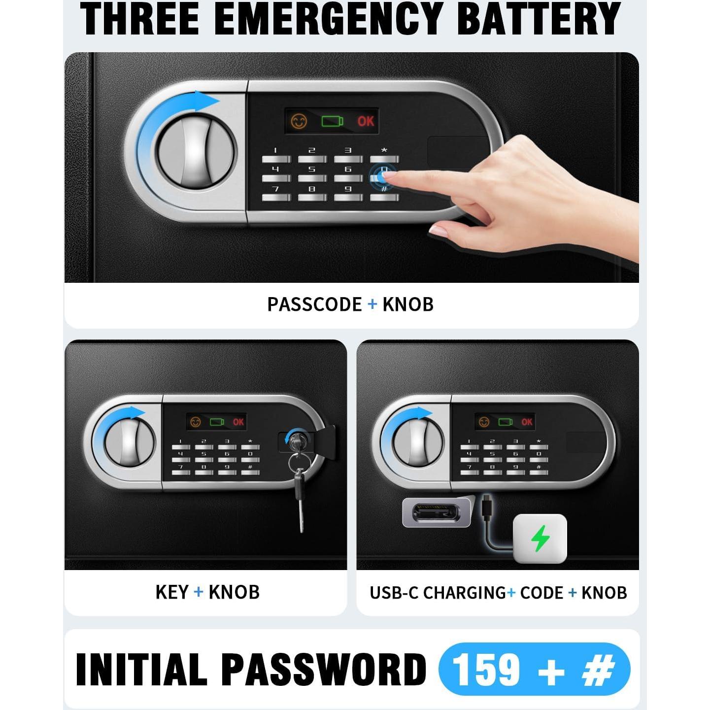 Caja Fuerte Electrónica RETLLAS 1.3 Pies Cúbicos con USB-C