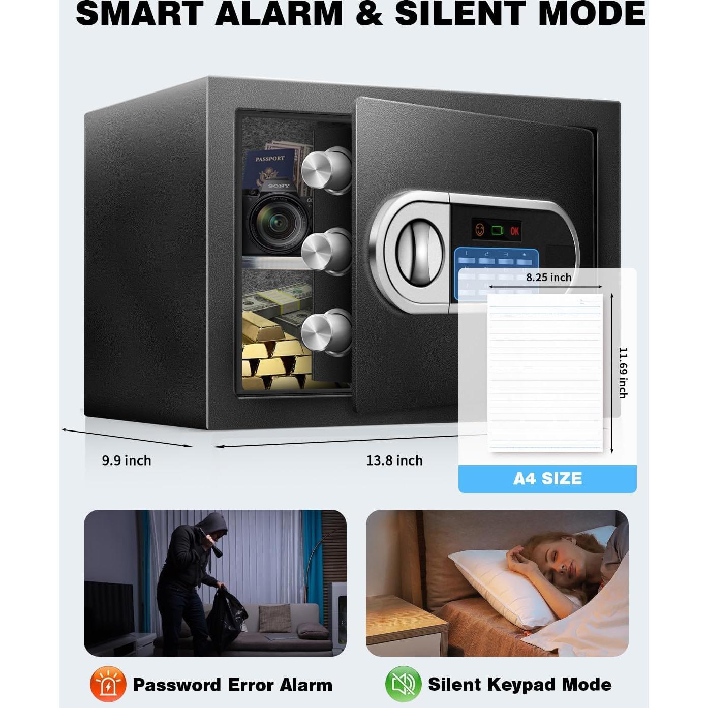 Caja Fuerte Electrónica RETLLAS 1.3 Pies Cúbicos con USB-C