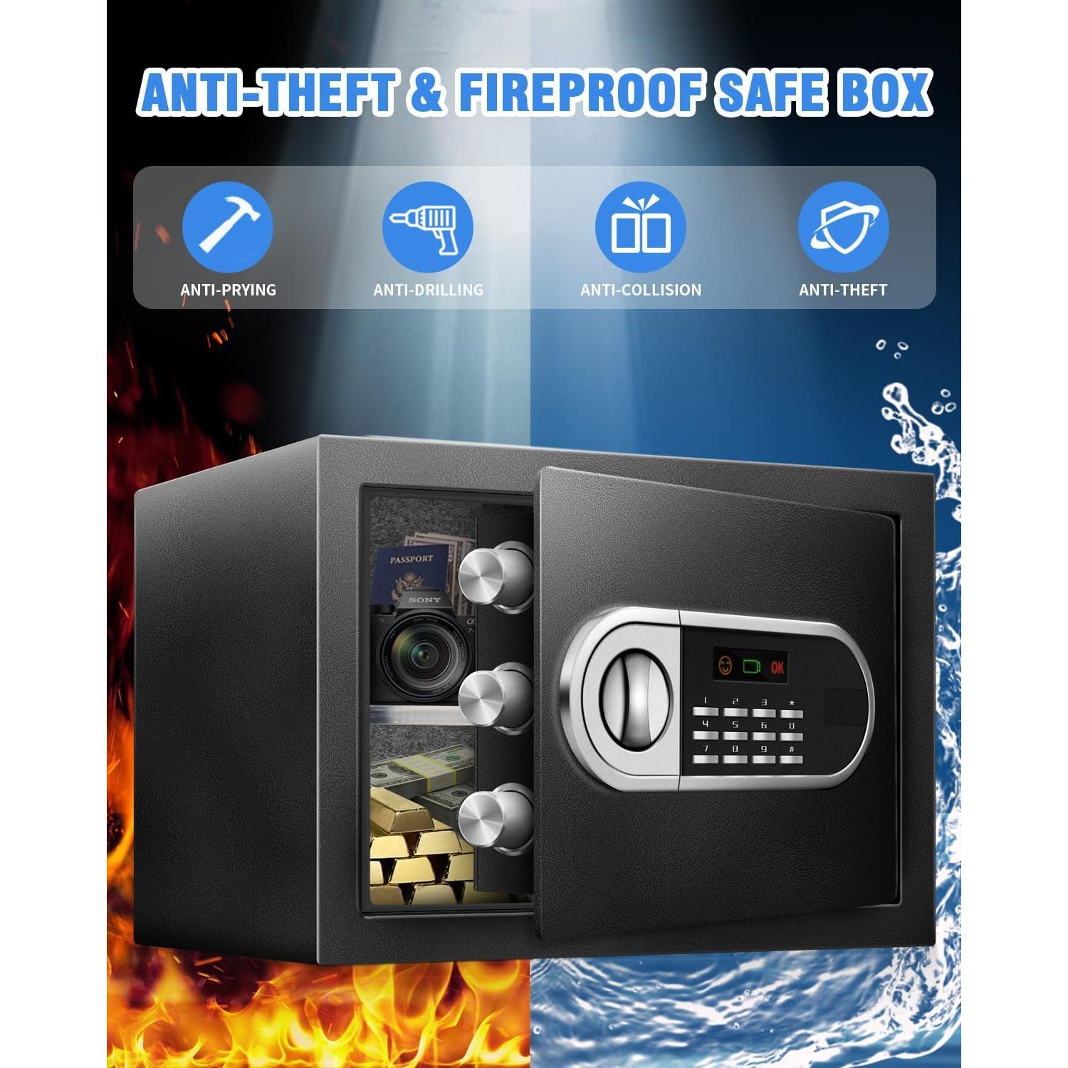 Caja Fuerte Electrónica RETLLAS 1.3 Pies Cúbicos con USB-C