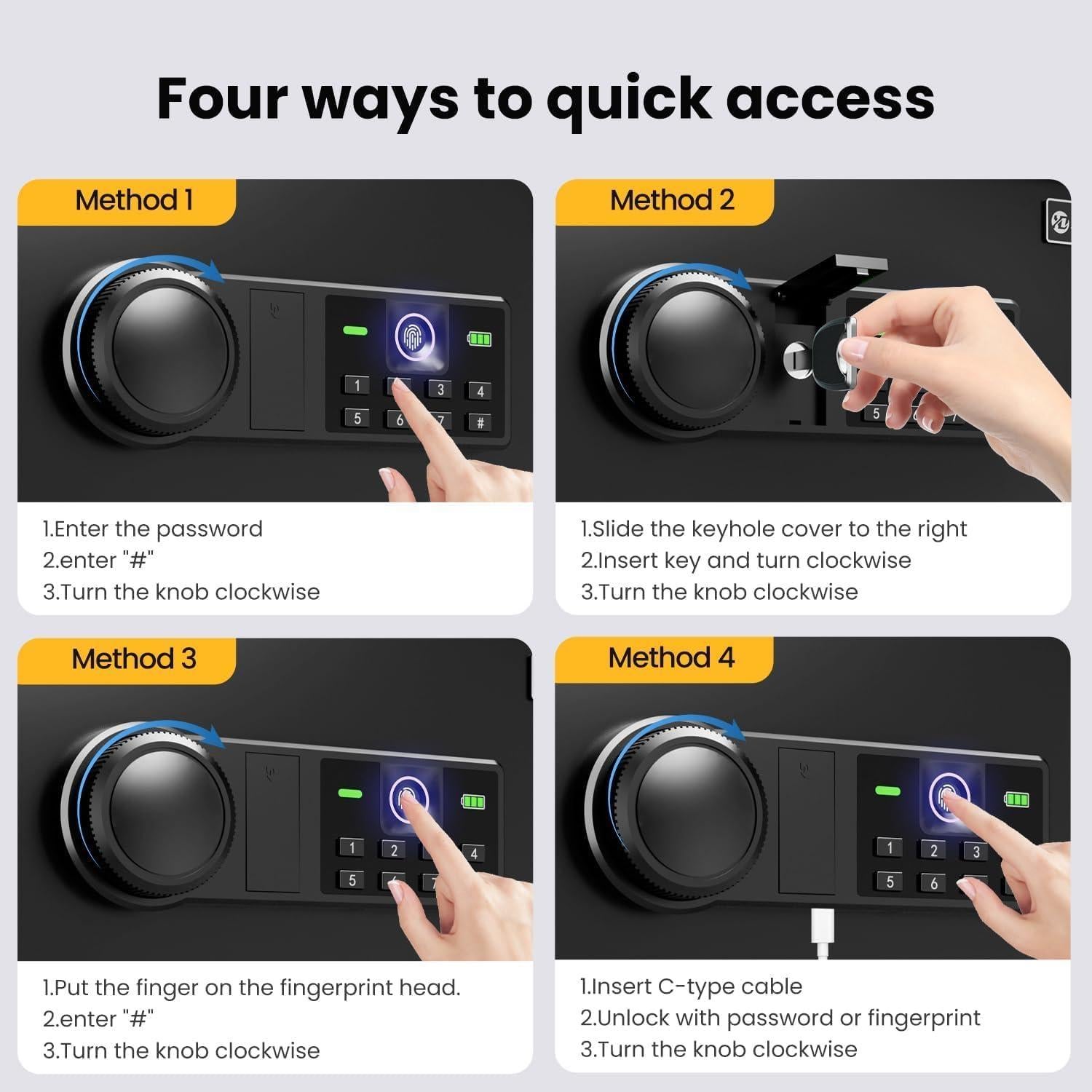 Caja Fuerte Biométrica XDeer 1.09 m³ Ignífuga y a Prueba de Agua