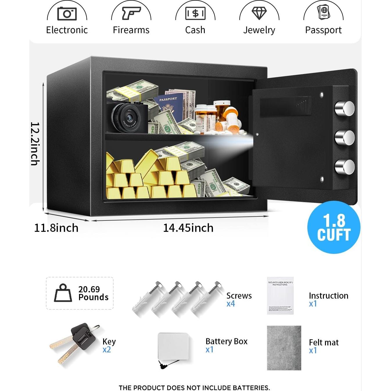 Caja Fuerte TOTOY 1.8 Pies Cúbicos Acero Electrónica Antirrobo