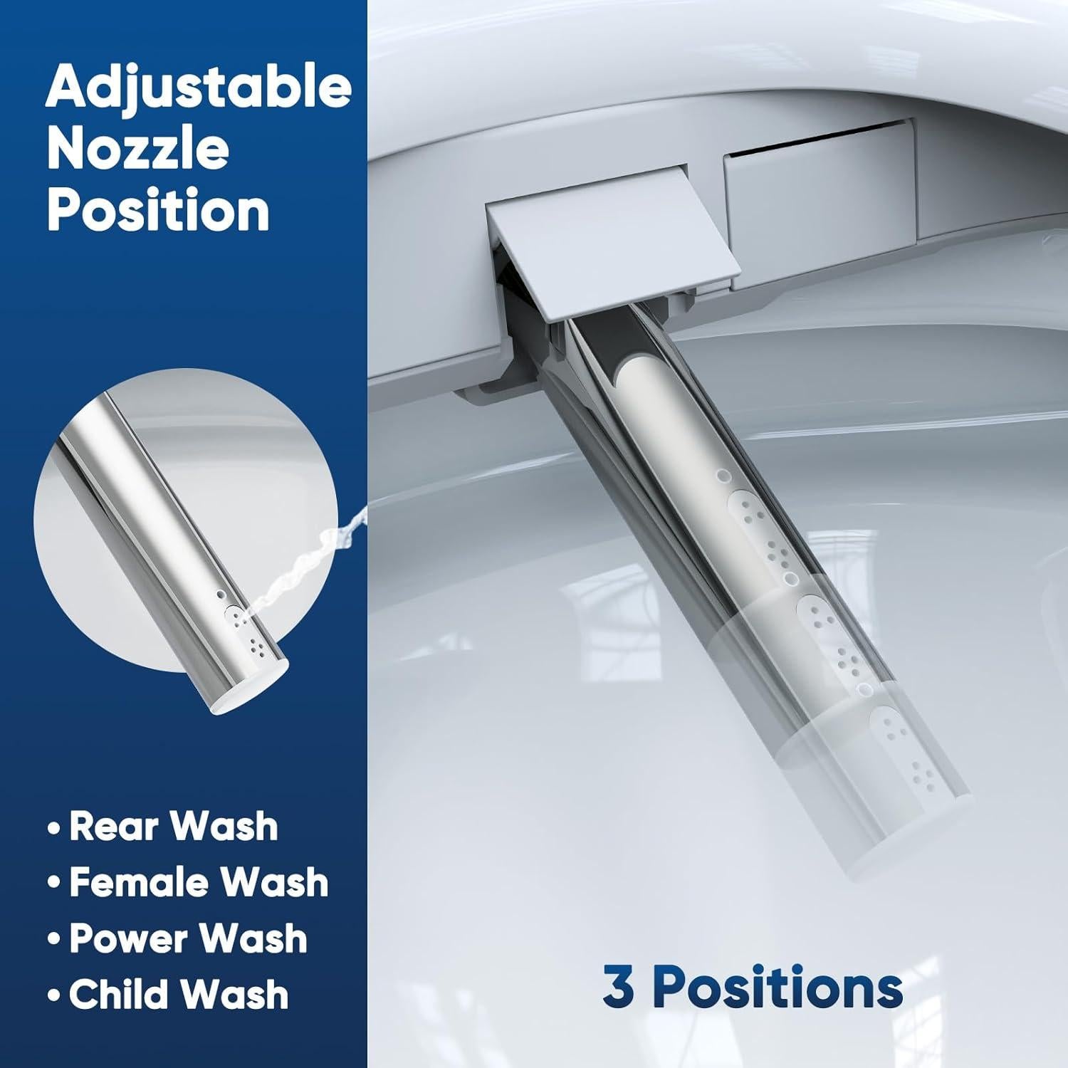 Asiento de Inodoro con Bidet Zhongshan - Alargado, Agua Caliente, Secador