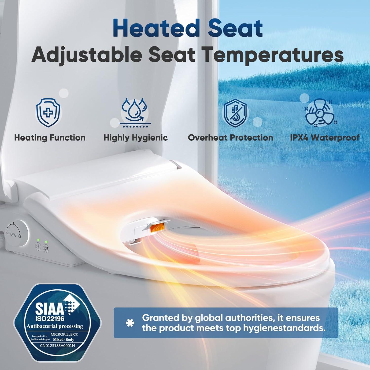 Asiento de Inodoro con Bidet Zhongshan - Alargado, Agua Caliente, Secador